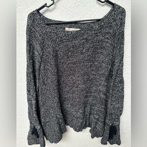 Black & White Bell Sleeve Sweater with Bows